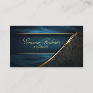 Minimalistische blaue Marmor-Gold-Signatur-Schrift Visitenkarte
