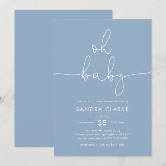 Minimalistische blaue moderne Babyparty-Einladung Einladung