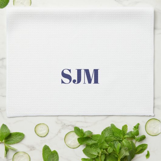 Minimalistische blaue Monogramm Geschirrtuch (Gefaltet)