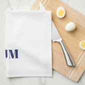 Minimalistische blaue Monogramm Geschirrtuch (Viertel Falte)