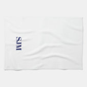 Minimalistische blaue Monogramm Geschirrtuch (Horizontal)