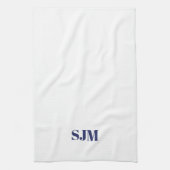 Minimalistische blaue Monogramm Geschirrtuch (Vertikal)