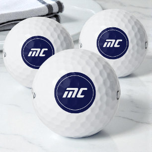 Minimalistische blaue Monogramm moderne Namens-Gol Golfball