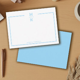 Minimalistische blaue Notizkarte mit zweifachem Ra Mitteilungskarte