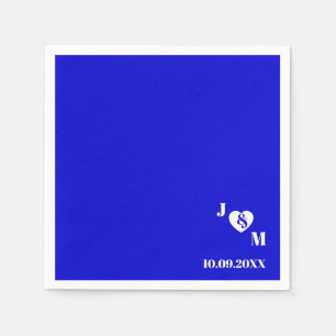Minimalistische blaue personalisierte Monogramm-Ho Serviette