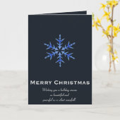 Minimalistische blaue Schneeflocke handgezeichnete Karte (Gelbe Blume)