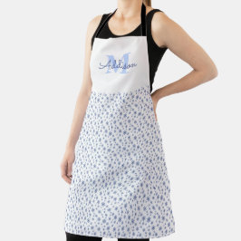 Minimalistische blaue Schneeflocken mit Name Monog Schürze