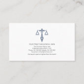 Minimalistische blaue Skala der Justiz, Rechtsanwa Visitenkarte (Rückseite)