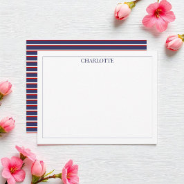 Minimalistische blaue Streifen Klassischer Chic Mo Mitteilungskarte