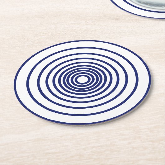 Minimalistische blaue Streifen Runder Pappuntersetzer (Angewinkelt)