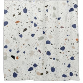 Minimalistische blaue und graue Terrazzo-Textur Duschvorhang (Vorderseite)