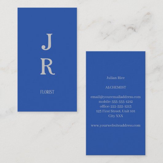 Minimalistische blaue und graue Visitenkarte (Vorne/Hinten)