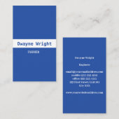 Minimalistische blaue und weiße Visitenkarte (Vorne/Hinten)