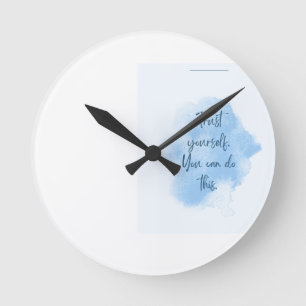 Minimalistische blaue Wasserfarben-Wanduhr moderne Runde Wanduhr
