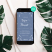 Minimalistische Blaue Winterhochzeit Einladung