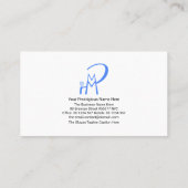 Minimalistische blaue Ziergläserknöpfe P I Visitenkarte (Rückseite)