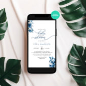 Minimalistische Blauer Floral Winter Babydusche Einladung