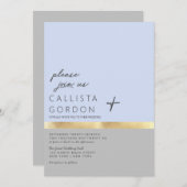 Minimalistische Blauer Graue goldene Farbblockhoch Einladung (Vorne/Hinten)