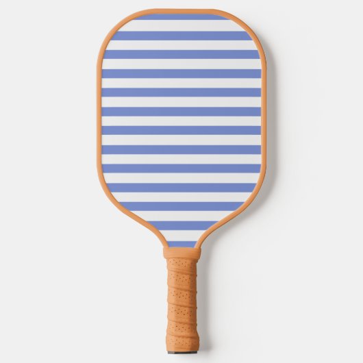 Minimalistische blauer und weißer Cabana Streifen Pickleball Schläger (Vorderseite)