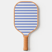Minimalistische blauer und weißer Cabana Streifen Pickleball Schläger (Rückseite)