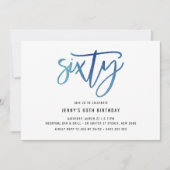 Minimalistische Blaufolie 60. Geburtstag Einladung (Vorderseite)