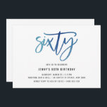 Minimalistische Blaufolie 60. Geburtstag Einladung<br><div class="desc">Diese minimalistische 60. Geburtstagsfeier lädt mit einem Blickfang blauer Folie '60' Text ein. Bitte beachten Sie, dass die blaue Folie nur eine Textur ist, keine echte Folie. Für eine erweiterte Anpassung dieses Designs, z.B. das Ändern des Layouts, des Schriftartes oder der Textgröße, klicken Sie bitte auf den obigen Button "KENNEN"....</div>
