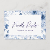 Minimalistische bläuliche Blütenblume-RSVP-Karte Begleitkarte (Vorderseite)