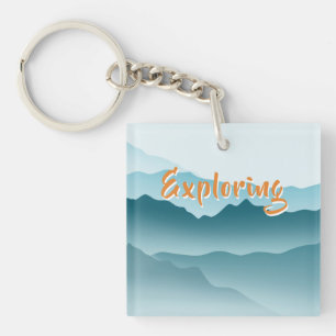 Minimalistische Blauwalzgebirge Mit Monogramm Schlüsselanhänger