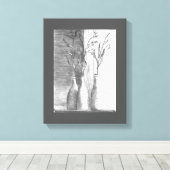 Minimalistische Bleistift-Skizze Schwarz-weiße Blu Leinwanddruck (Insitu (Holzboden))