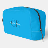 Minimalistische Blue Custom Monogram Waschbeutel (Rechte Ecke)