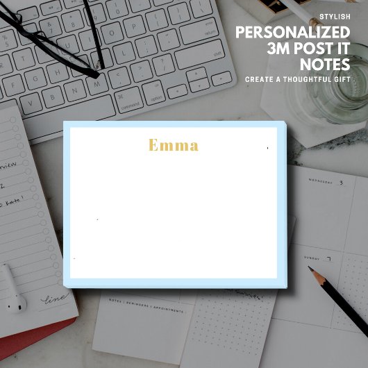 Minimalistische Blue Edge-Personalisierte Post-It- Post-it Klebezettel