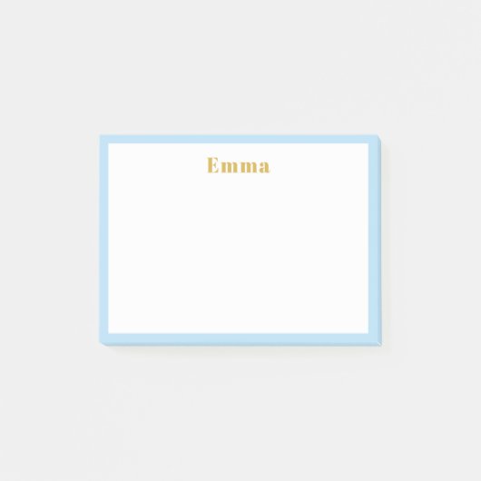 Minimalistische Blue Edge-Personalisierte Post-It- Post-it Klebezettel (Vorderseite)