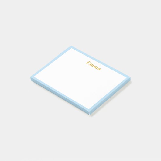 Minimalistische Blue Edge-Personalisierte Post-It- Post-it Klebezettel (angewinkelt)