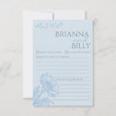 Minimalistische Blue Floral Wedding RSVP Card Dankeskarte (Vorderseite)