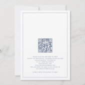 Minimalistische Blue Florals Line Border QR Hochze Einladung (Rückseite)