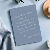Minimalistische Blue Handwriting Letter Wedding Einladung