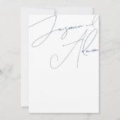 Minimalistische Blue Script Typografy Wedding Einladung (Rückseite)