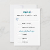 Minimalistische Blue Snow Wedding RSVP Card (Vorderseite)