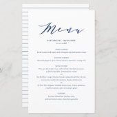 Minimalistische Blue Wedding Menu Card (Vorne/Hinten)