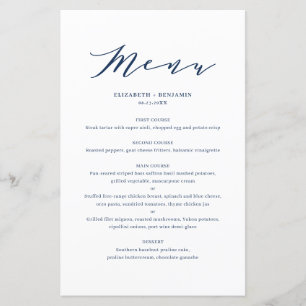 Minimalistische Blue Wedding Menu Card
