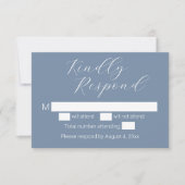 Minimalistische Blue Wedding RSVP-Karten Dankeskarte (Vorderseite)