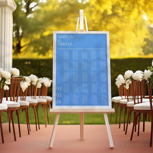 Minimalistische Blue Wedding Seating Chart