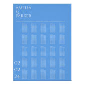 Minimalistische Blue Wedding Seating Chart (Vorderseite)