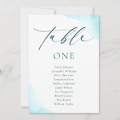 Minimalistische Blue Wedding Seating Chart Tischnu Einladung (Vorderseite)