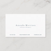 Minimalistische Blue & White Business Card Visitenkarte (Rückseite)