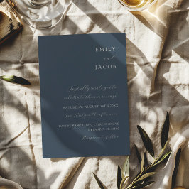 Minimalistische Blue & White Classic Hochzeit Einladung