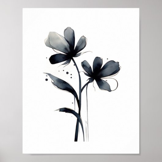 Minimalistische Blume Abstrakte Blumenart Poster (Vorne)