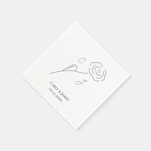 Minimalistische Blume Art Monogram Serviette (Ecke)