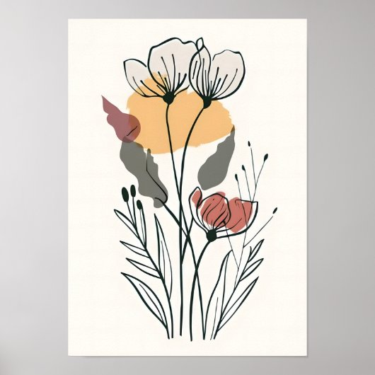 Minimalistische Blume Art Poster (Vorne)