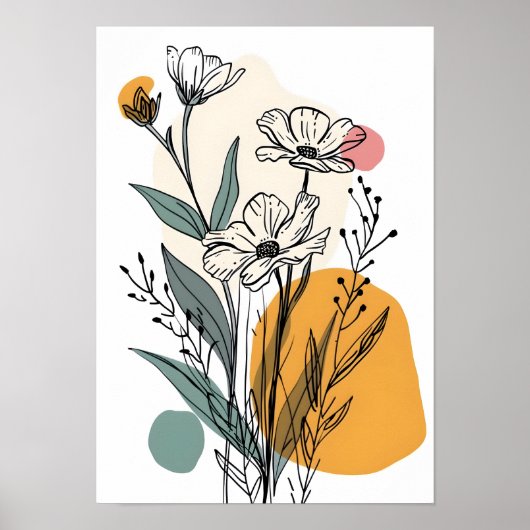 Minimalistische Blume Art Poster (Vorne)